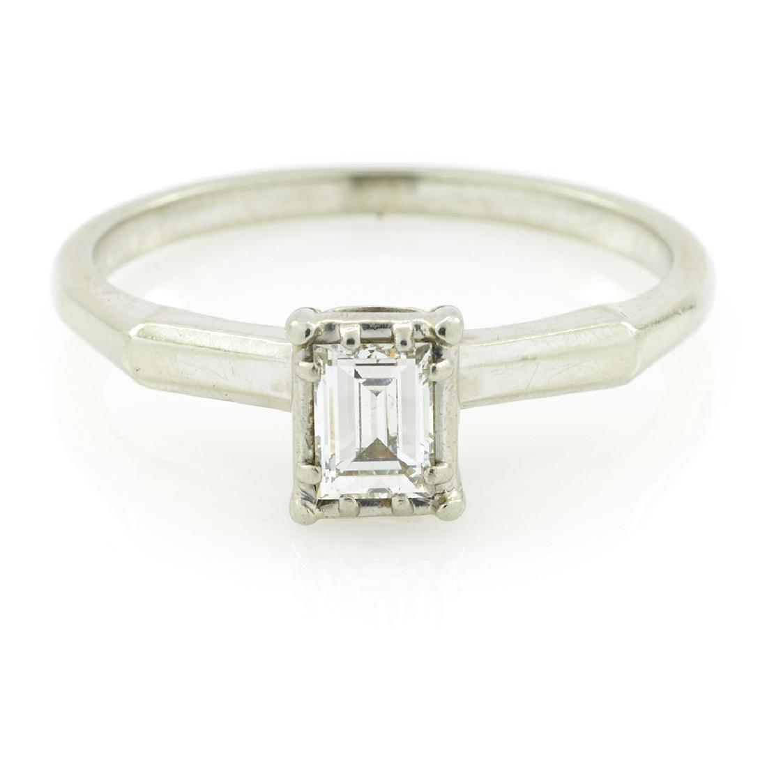 18k White gold, emerald cut diamond, solitaire ring. (1 of 1)