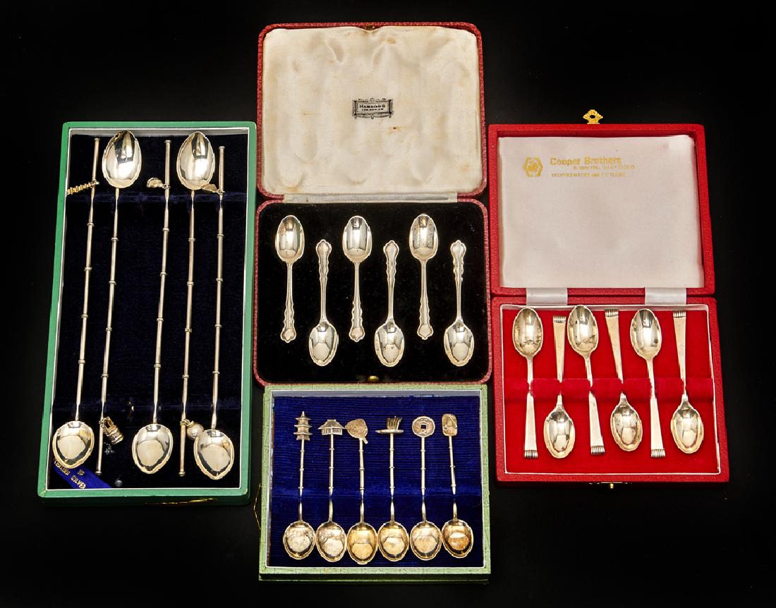 4 Sterling spoon sets in cases (1 of 1)
