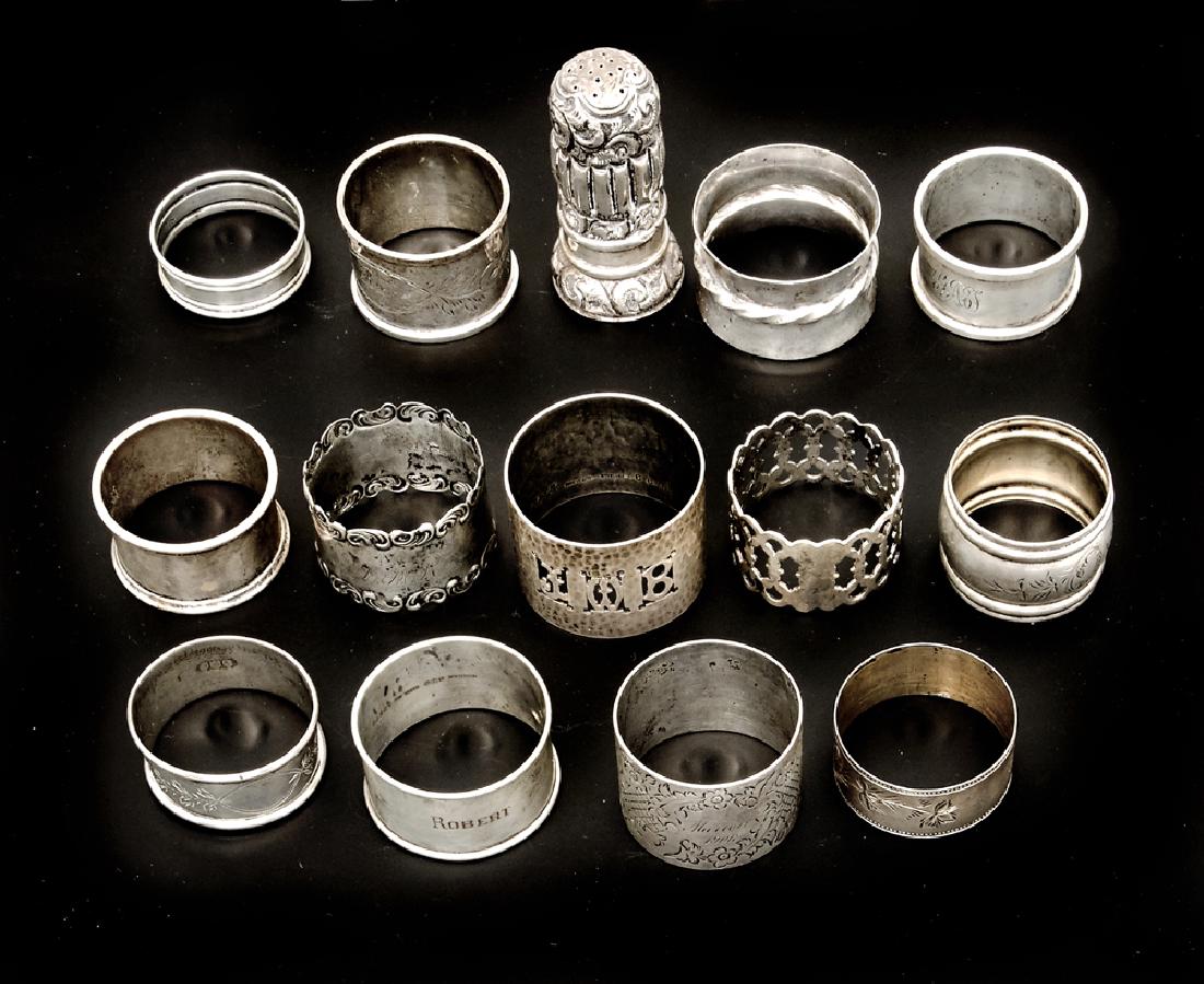 14 English & American sterling napkin rings, pepper (1 of 1)