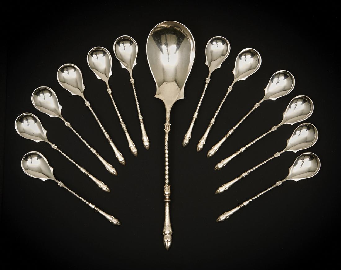 Set of 12 Dutch 800 silver demitasse spoons (1 of 2)