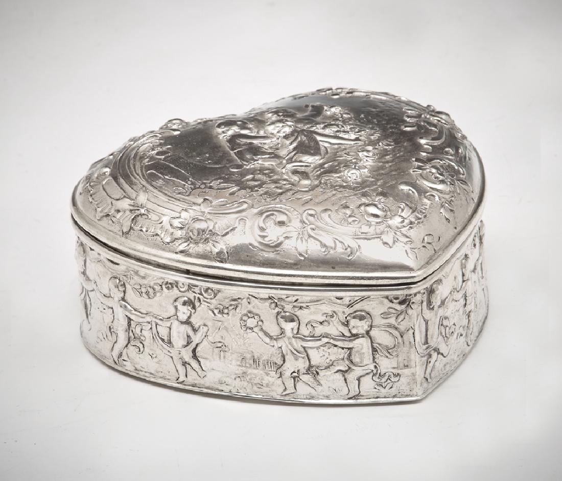 Silver repousse heart shaped box (1 of 3)