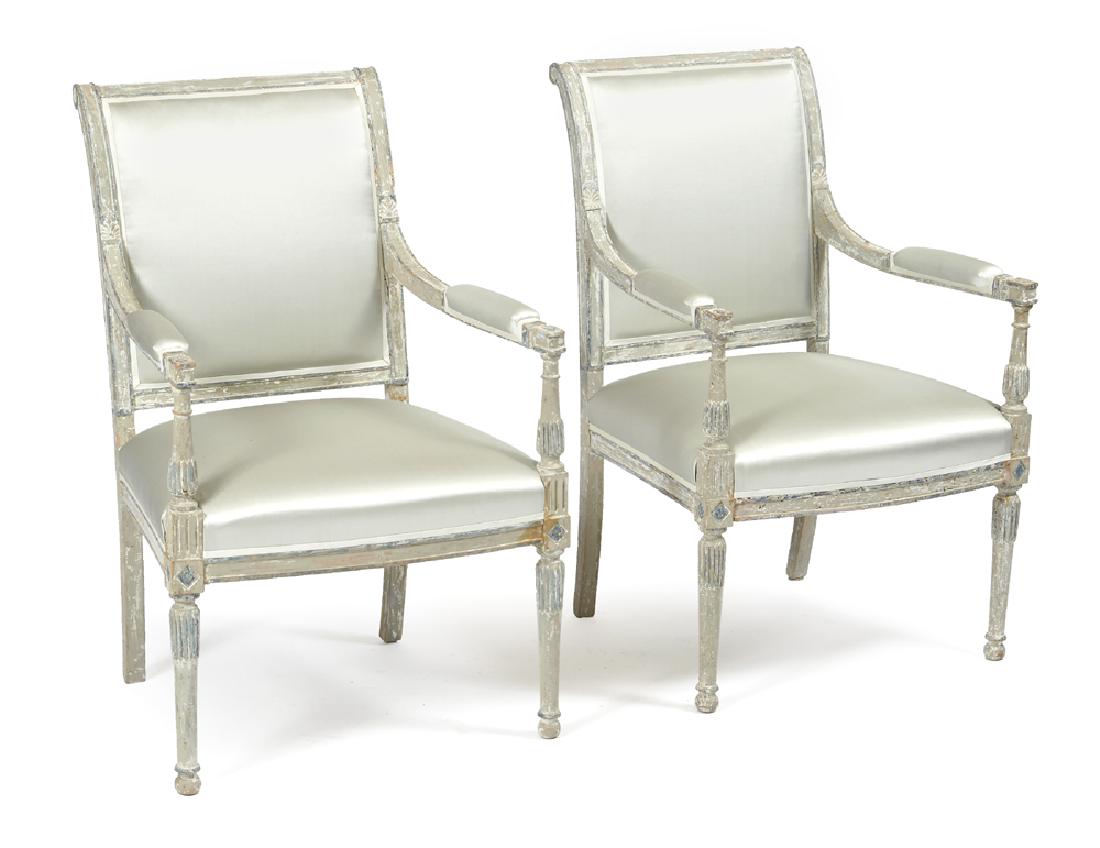 Pair of Italian armchairs, 19th c, Donghia silk (1 of 1)