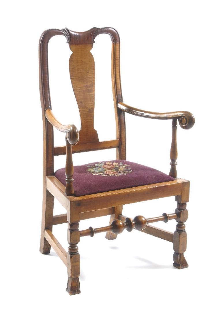 Early 19th c curly maple armchair (1 of 3)