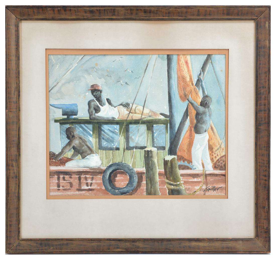 Spiller, Bahamian Fishermen, watercolor (1 of 2)