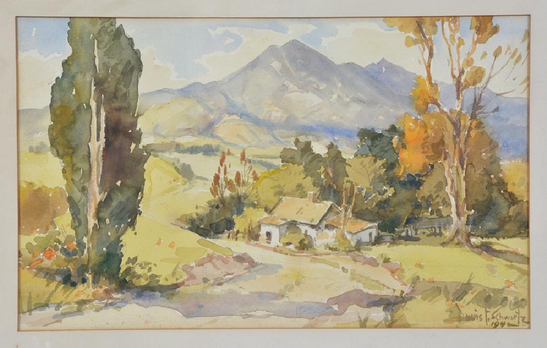 Davis F Schwartz, watercolor, Mt. Tamalpais, Marin (1 of 2)