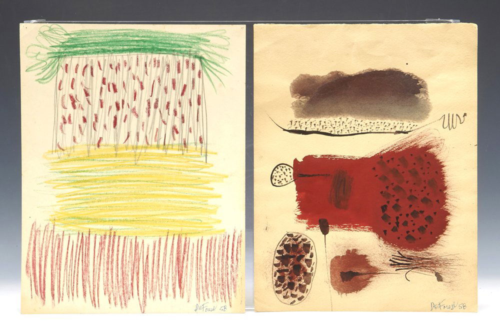 Roy de Forest, 2 drawings, 1958 and signed book (1 of 3)