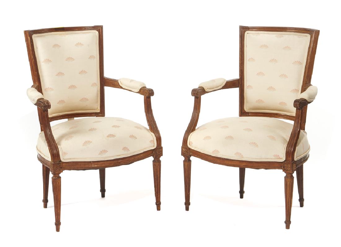Pair of French open armchairs, early 19th c (1 of 1)
