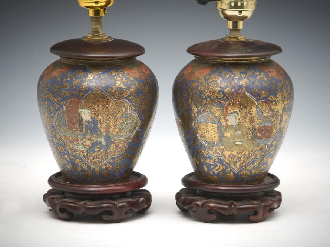 Pair of Chinese lacquered bronze vase lamps (1 of 2)