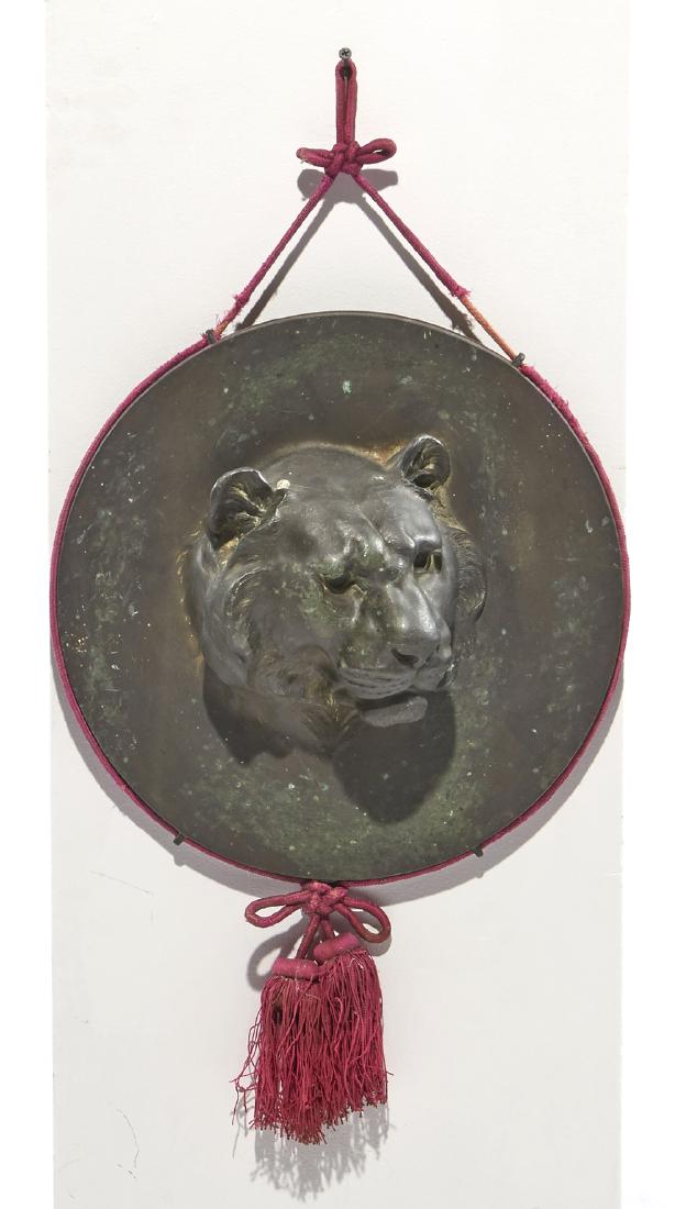 Chinese Bronze Tiger Head, Signed, 14 1/2" diameter (1 of 4)
