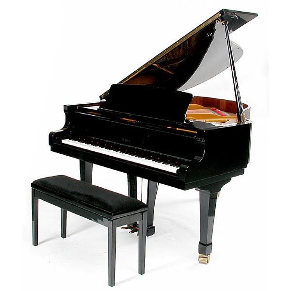 Petrof Baby Grand Piano P-IV: PIANO. Petrof baby grand piano model P-IV, "classic" style with ebony finish, together with matching bench, 5' 3" Long x 5' wide x 39.5" tall, serial number 536380. Excellent instrument.