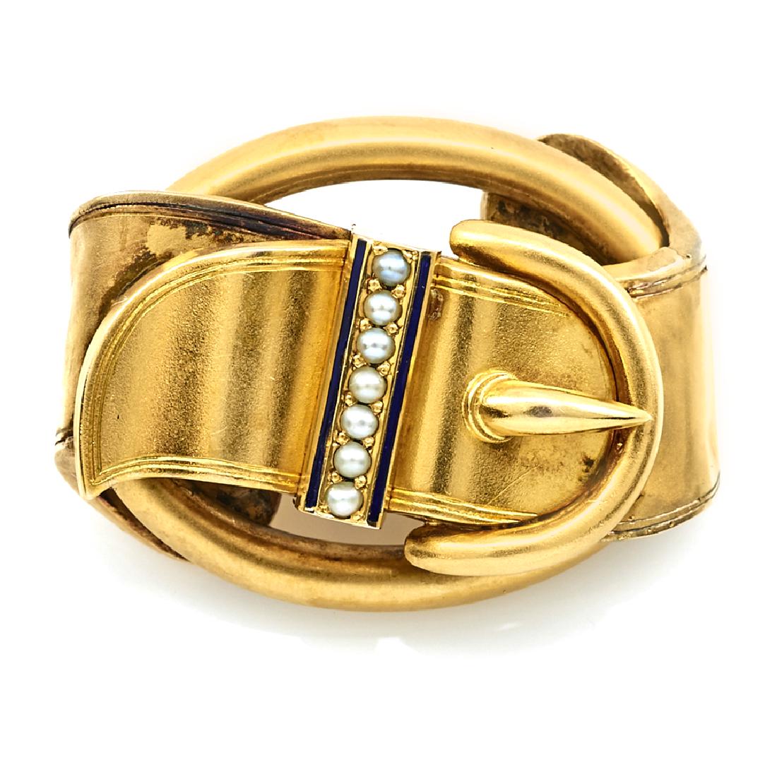 18k Yellow gold Victorian buckle brooch (1 of 1)