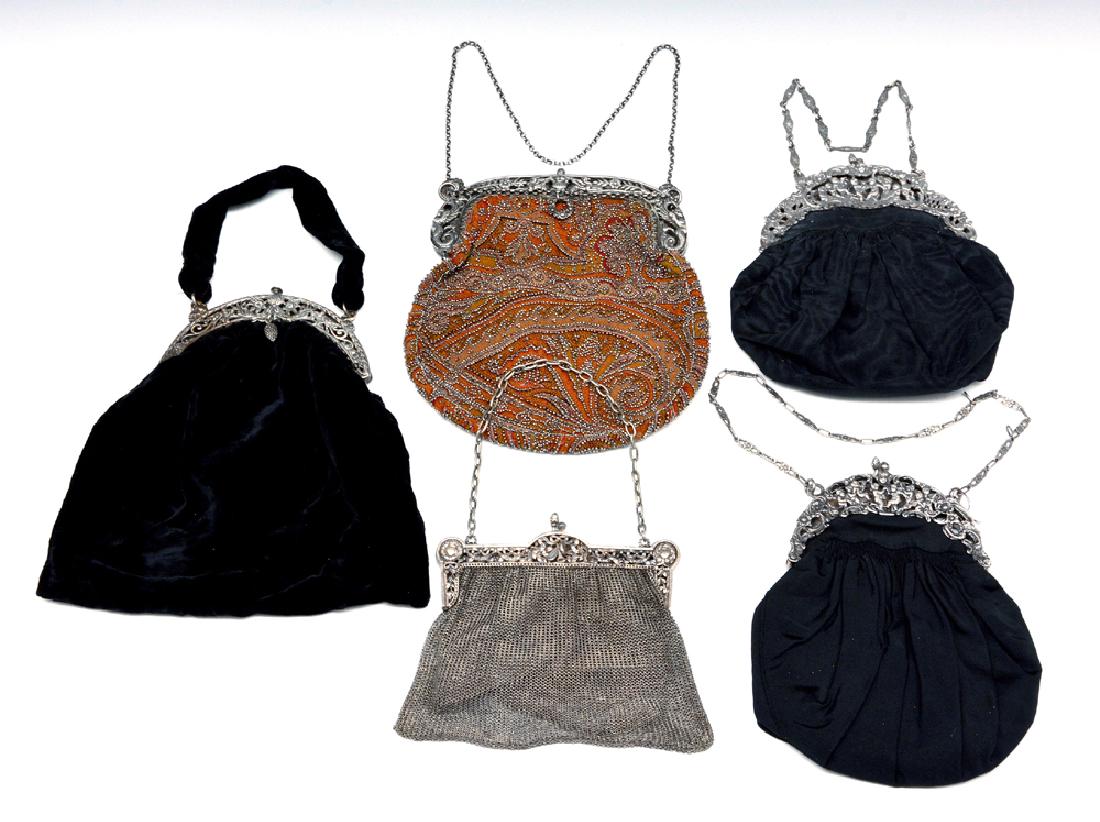 Grouping of five silver top purses (1 of 1)