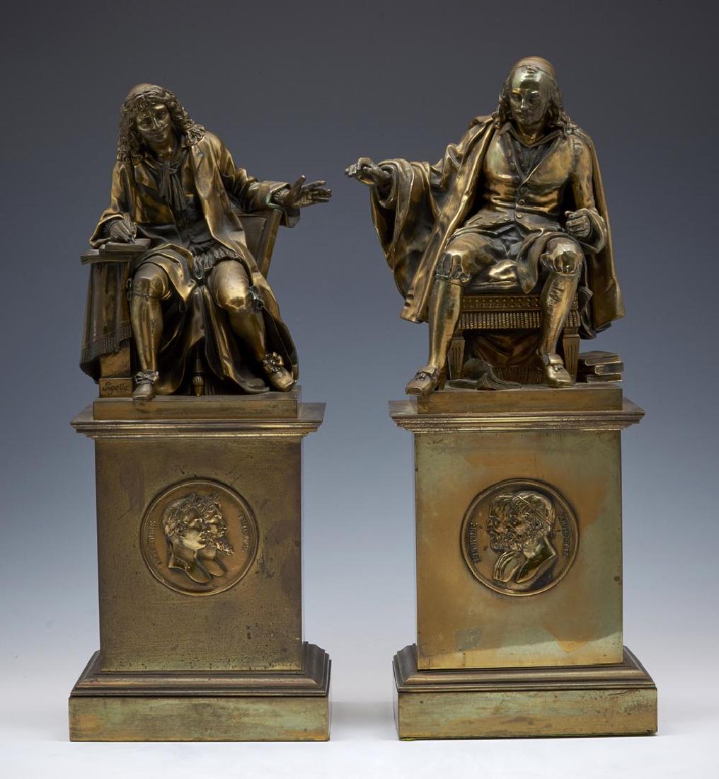 Pair French bronze scholars after Jean-Baptiste Pigalle (1 of 2)