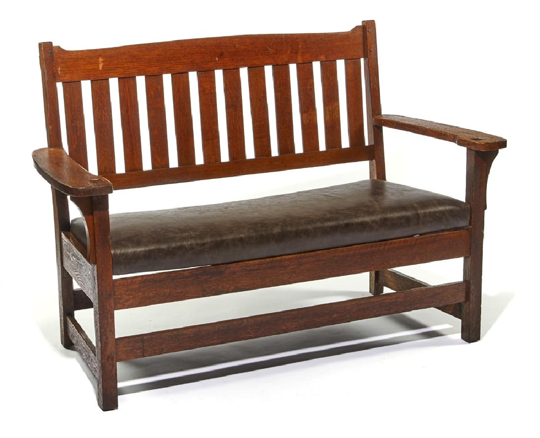 Arts and Crafts oak bench (1 of 2)