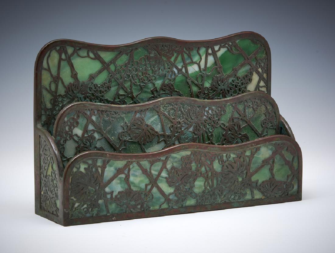 Tiffany Studios NY bronze grapevine letter rack (1 of 3)