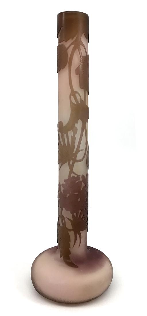 Galle cameo glass pencil neck vase, 8 1/2" t. (1 of 4)