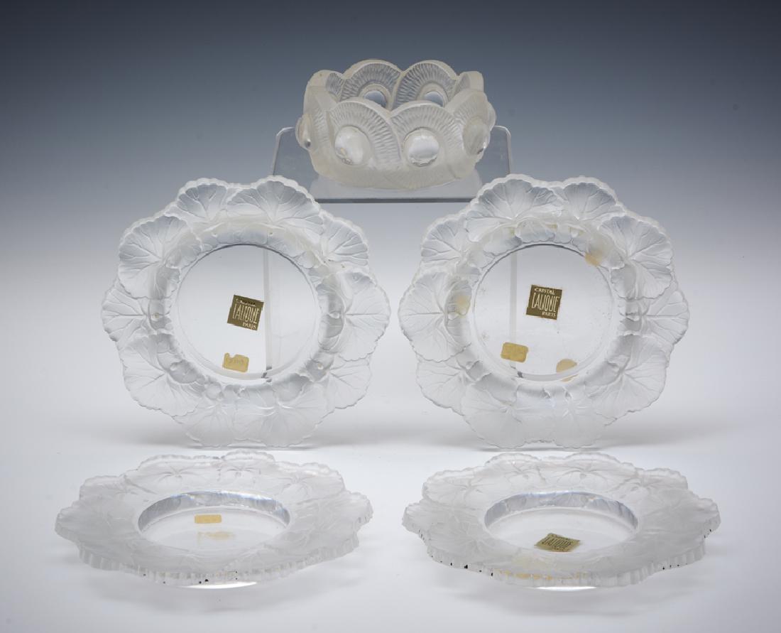 Grouping of five Lalique bowls, Honfleurs geranium leaf (1 of 2)