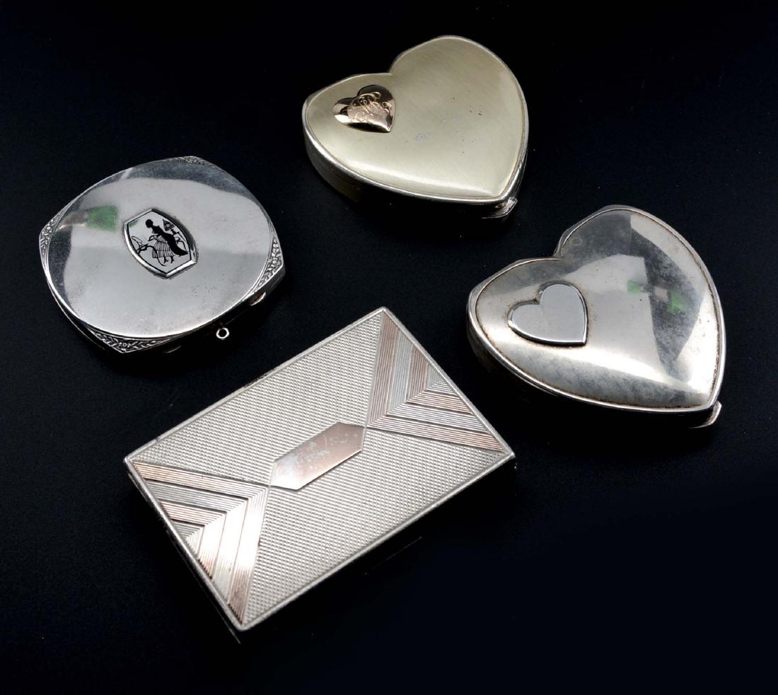 Grouping of four sterling silver compacts (1 of 1)