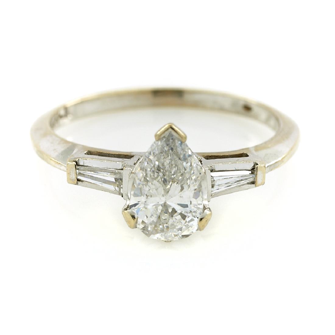 14k White gold, pear shaped diamond ring. (1 of 1)