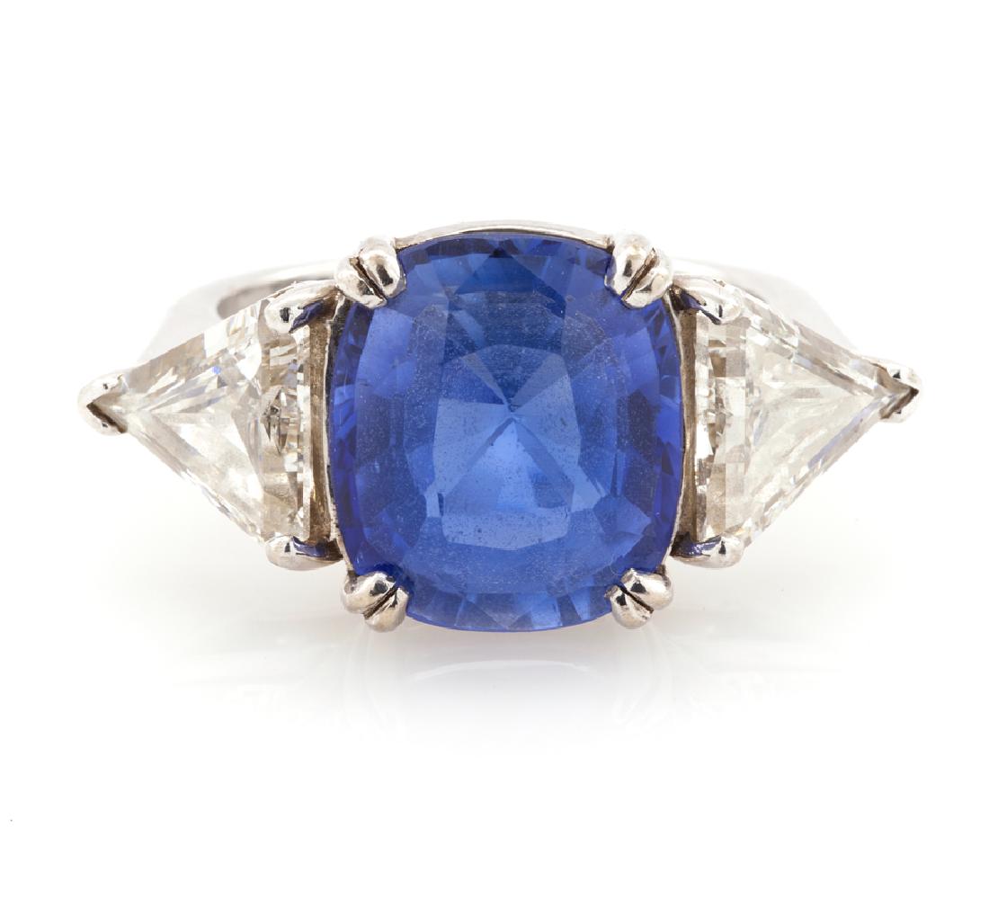 14kwg 6.72ct Ceylon sapphire and diamond ring (1 of 1)