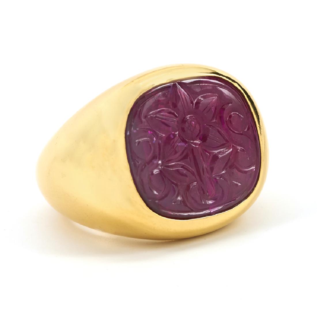 James Taffin Givenchy 22k Gold, Rubellite Ring (1 of 3)