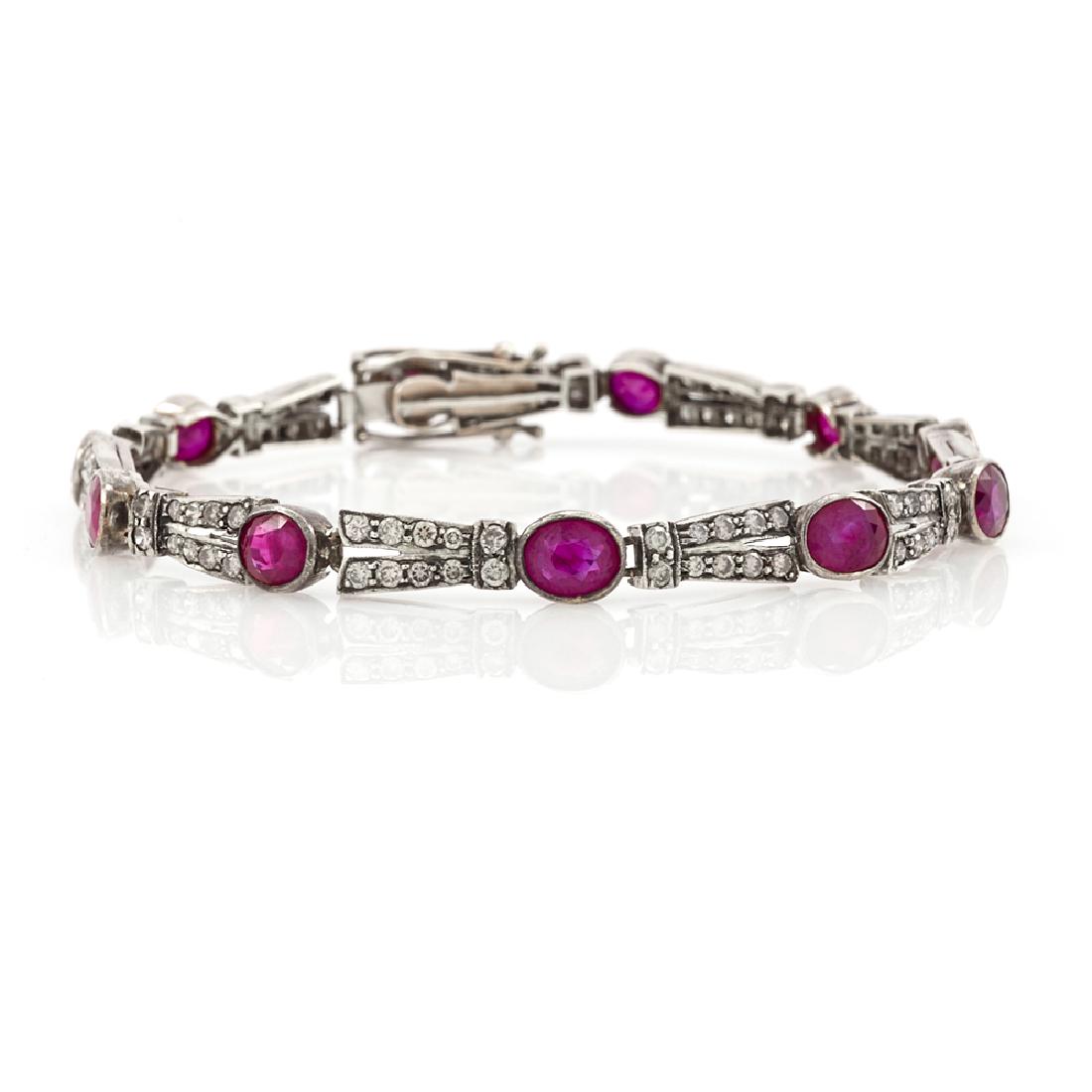 18k White gold ruby and diamond bracelet (1 of 1)