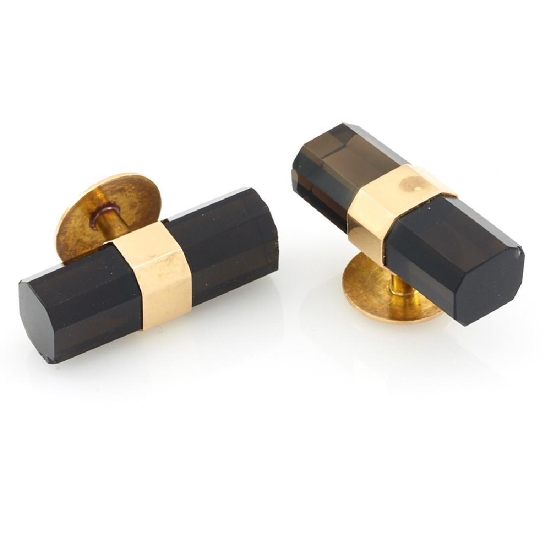 18k Yellow gold and smoky topaz cufflinks. (1 of 2)