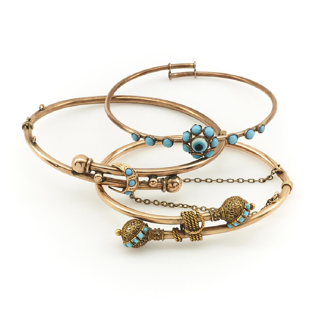 Lot of three rose gold Victorian bracelets. (1 of 1)
