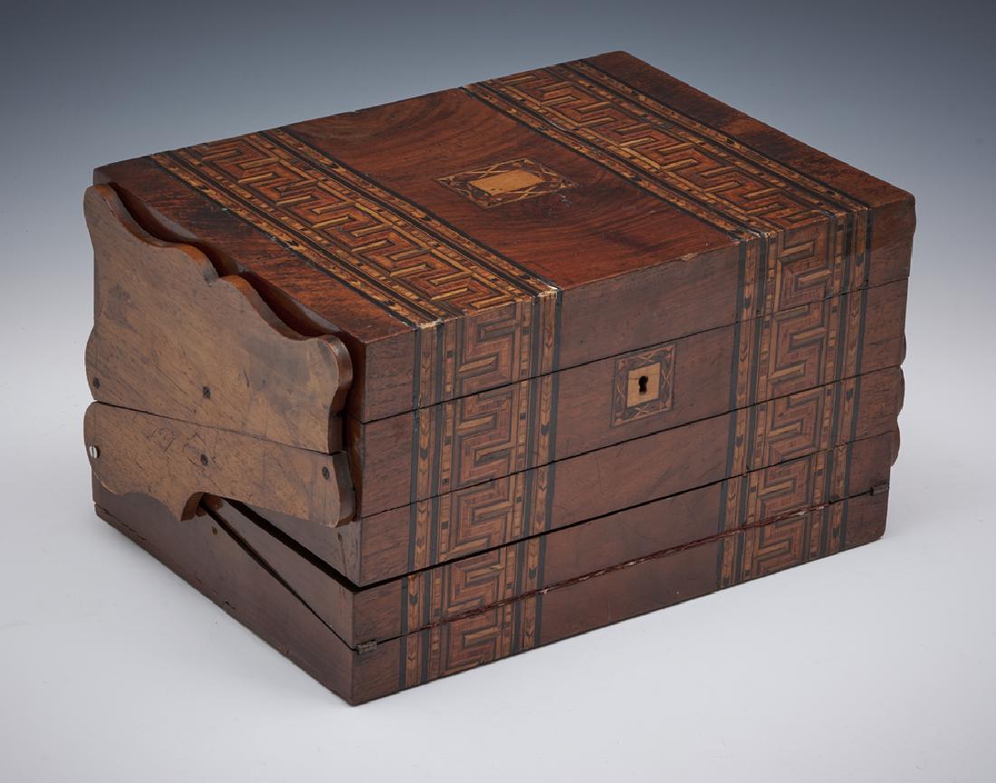 Tunbridge ware marquetry expanding jewelry box (1 of 3)