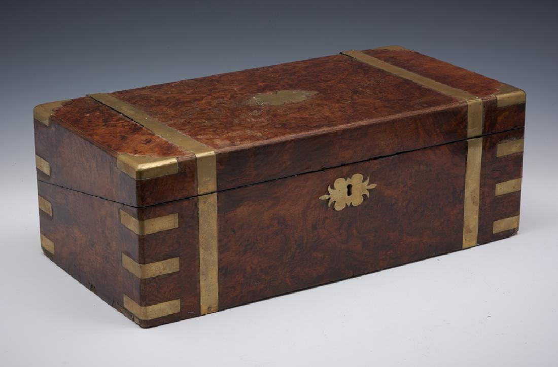 19th c Burlwood English brass bound lap desk (1 of 5)