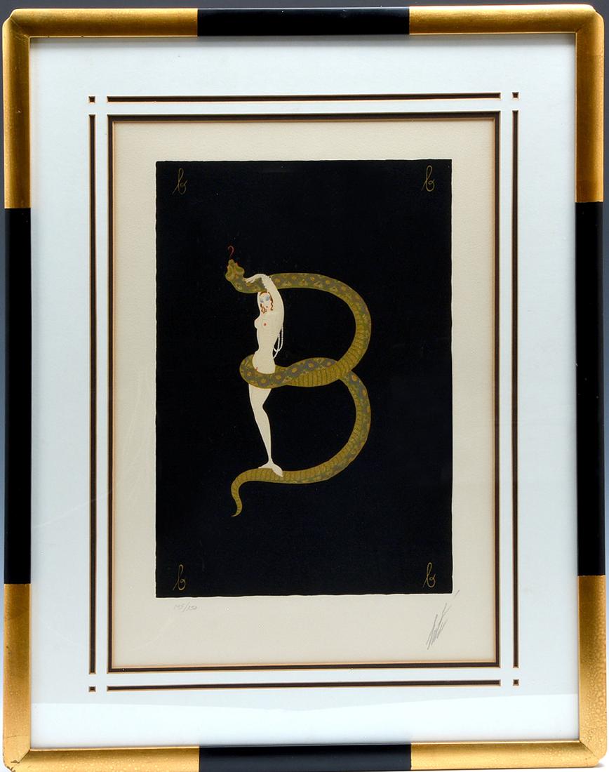 Erte framed letter "B" from Alphabet series, serigraph (1 of 4)