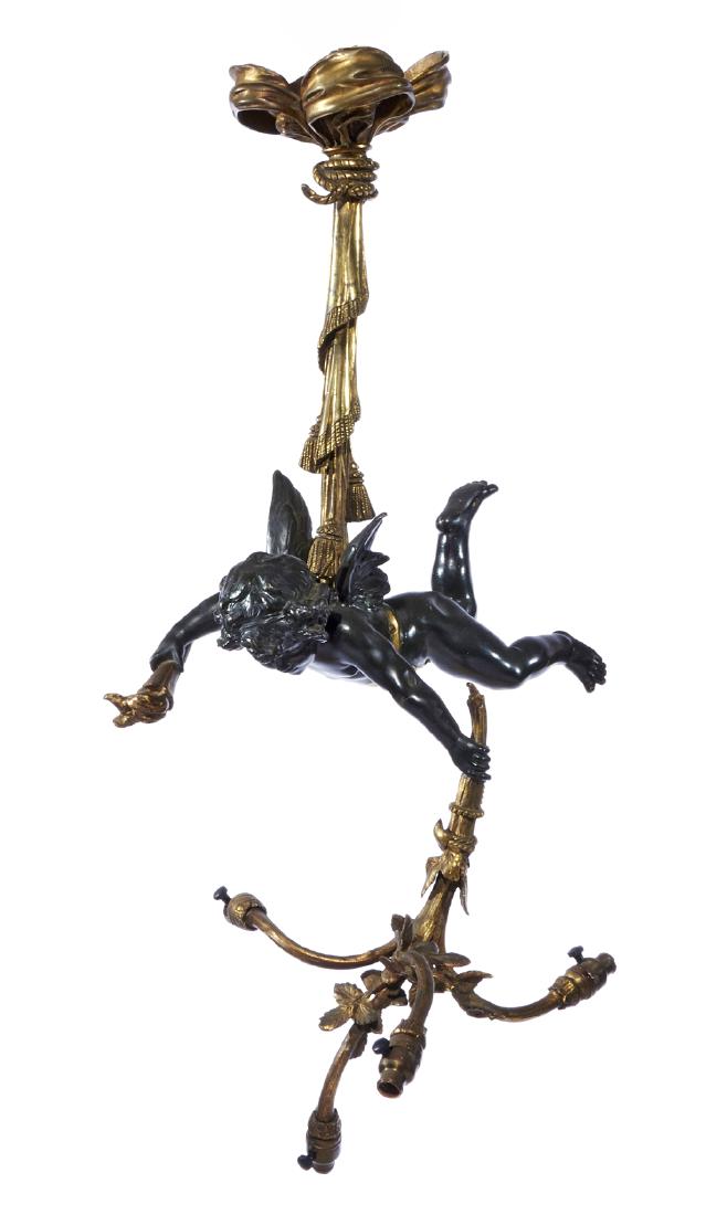 Four light French bronze cupid chandelier (1 of 3)