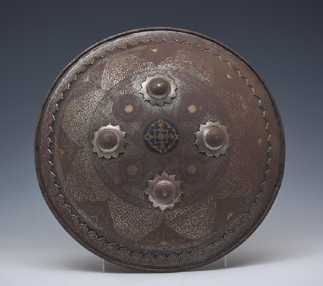 Middle Eastern sipar bronze shield, etched and gilt (1 of 2)