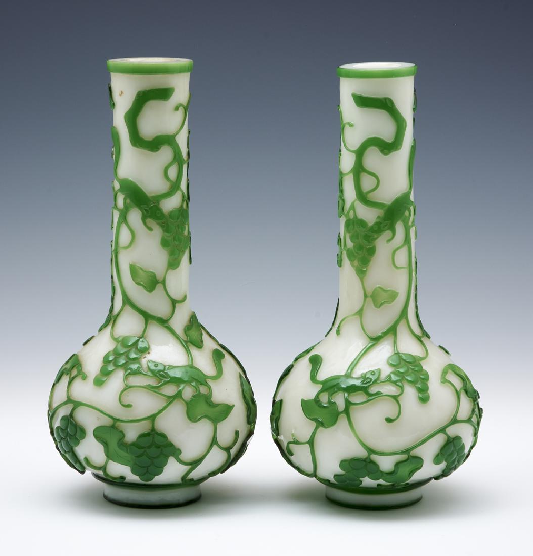 Pair of Chinese white and green peking glass vases, 11 (1 of 3)