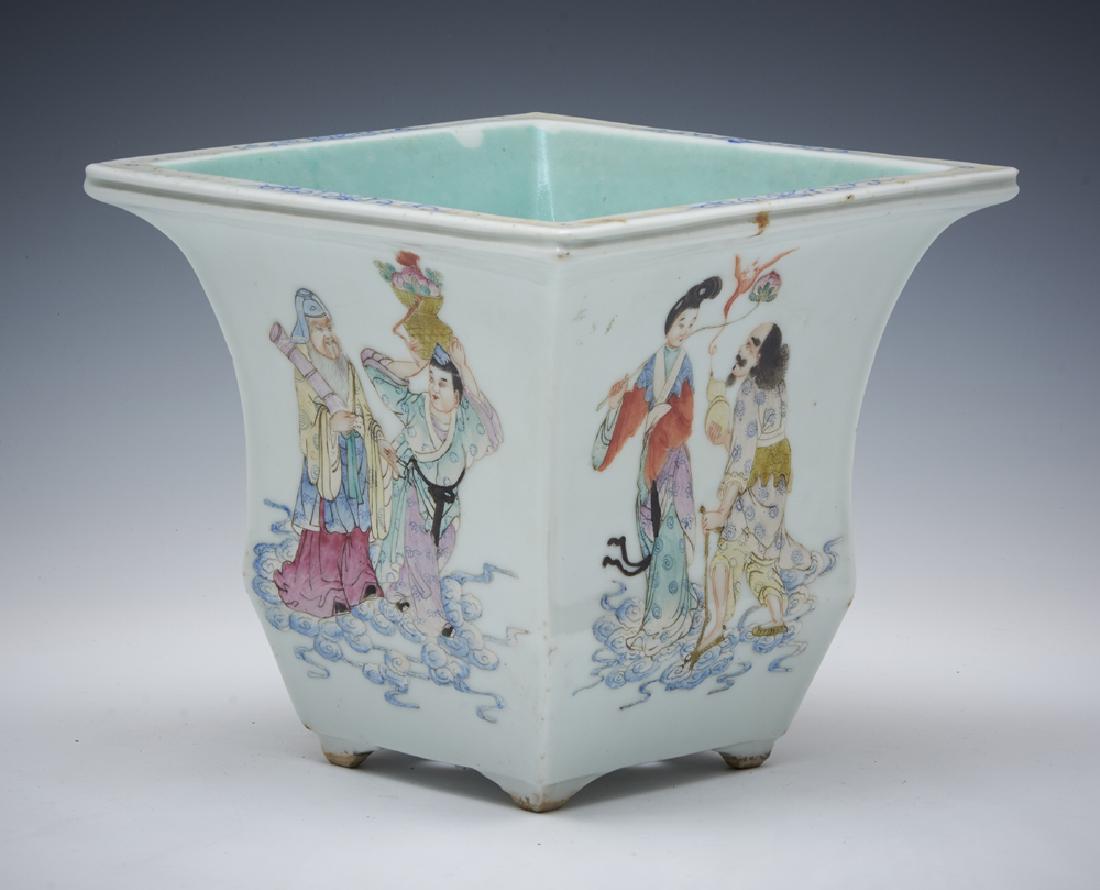 Chinese porcelain jardiniere, square baluster form (1 of 4)