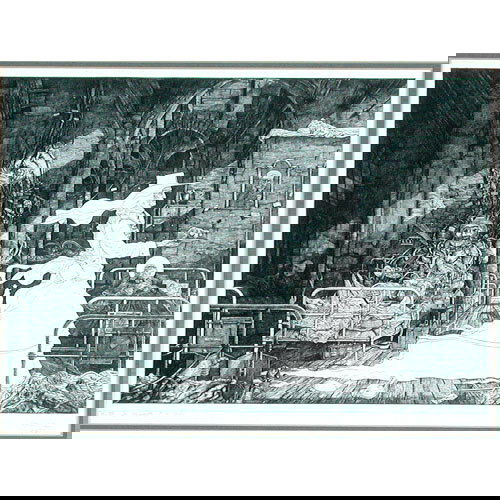 Philippe Mohlitz Engraving.: ENGRAVING. Philippe Mohlitz engraving "La Ministere de la Sante", 1977, 76/100, signed lower right, titled. 9 1/4" x 12 1/2" viewed. Very good original condition.