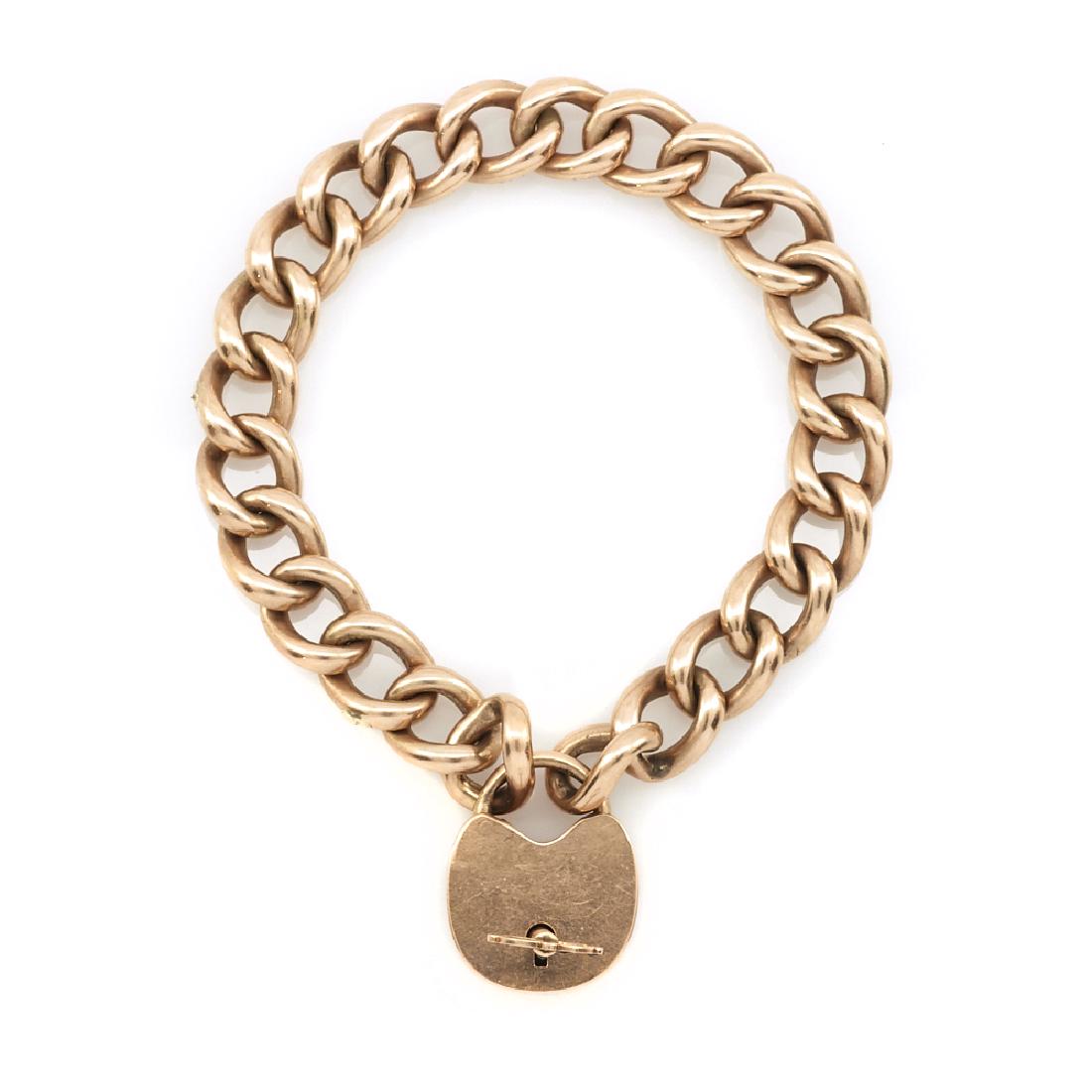 14k Rose gold heart lock bracelet, 28.2g. (1 of 1)