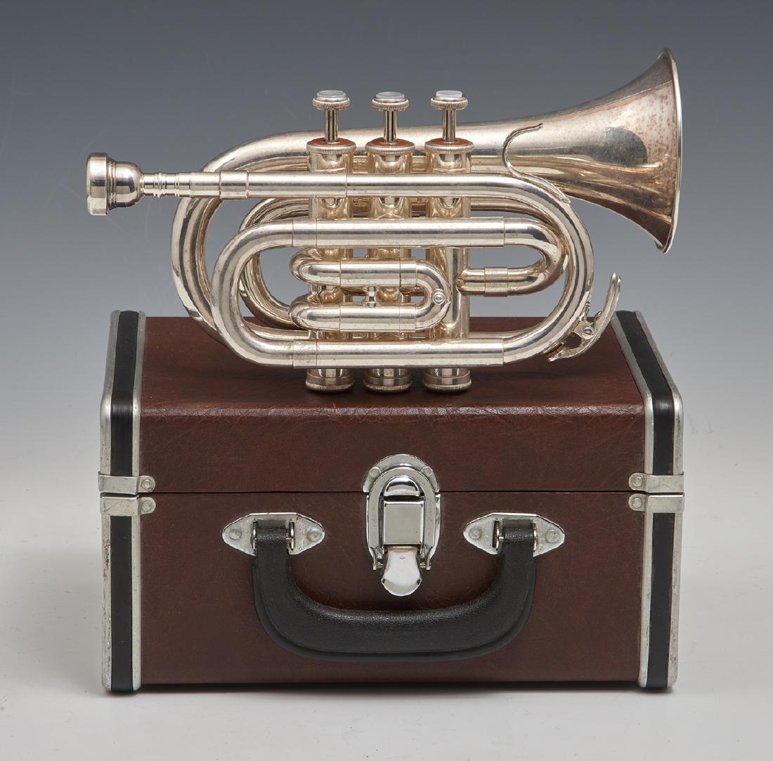 Piccolo trumpet with case, signed "Parrot"