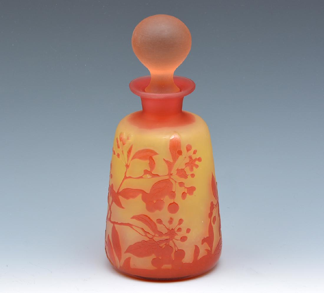 Galle cameo glass yellow floral perfume bottle (1 of 5)