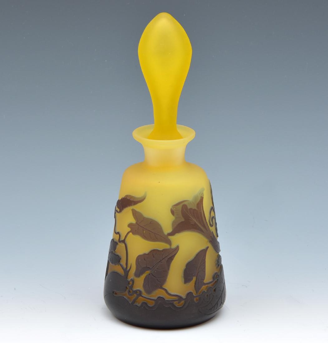 Galle cameo glass yellow floral perfume bottle (1 of 5)