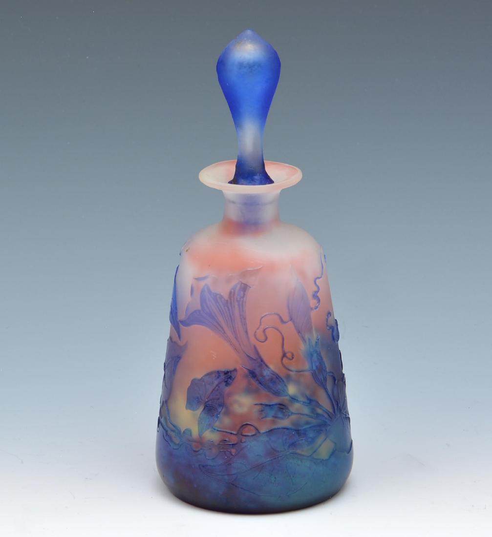 Galle blue cameo glass perfume bottle (1 of 5)
