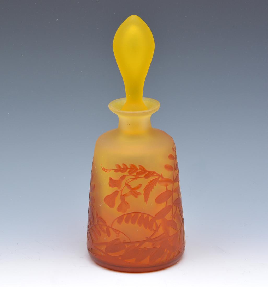 Galle cameo glass yellow floral perfume bottle (1 of 6)