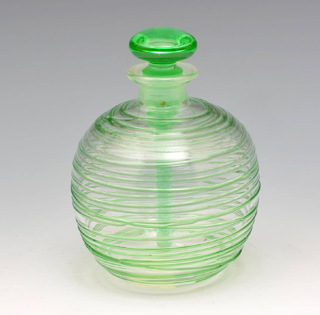 Steuben green threaded glass perfume bottle (1 of 3)