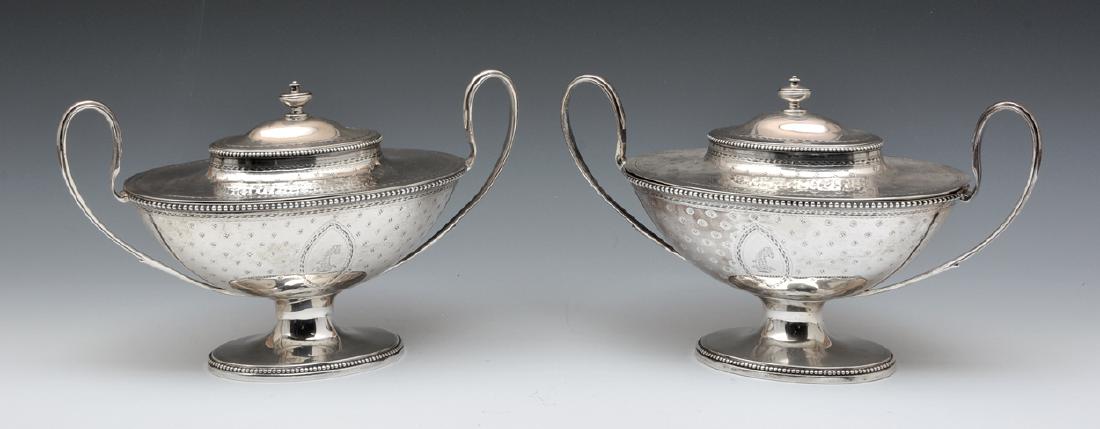 Pair of 1783 Georgian sterling silver covered sauce (1 of 4)