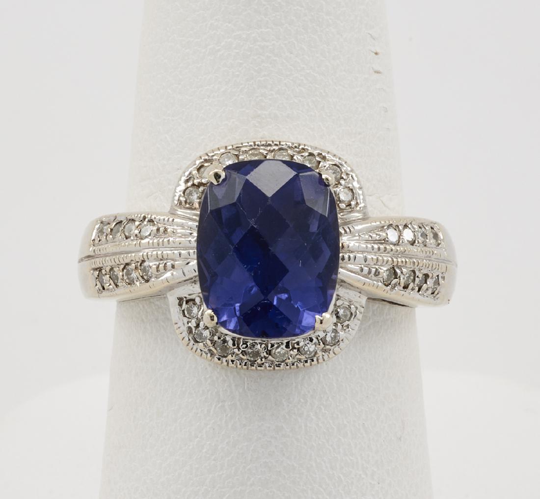 14k White gold, 2.0ct iolite & diamond ring (1 of 4)