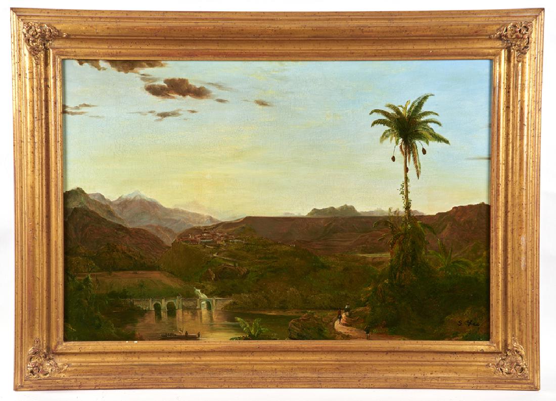 S. Lee, Orientalist landscape, oil on canvas (1 of 5)