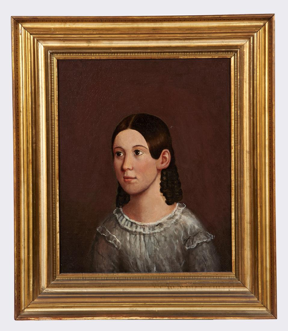 American School, Young Girl, oil on canvas (1 of 2)