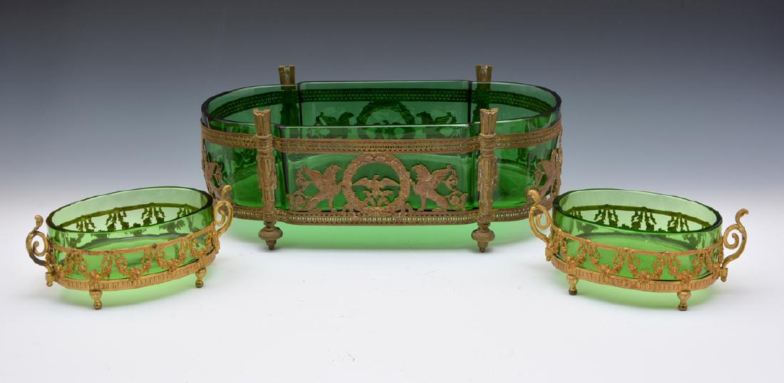 3 green glass & ormolu mounted Empire Bonbons (1 of 3)