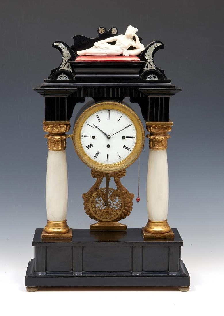 French pillar clock with recumbent figure (1 of 2)