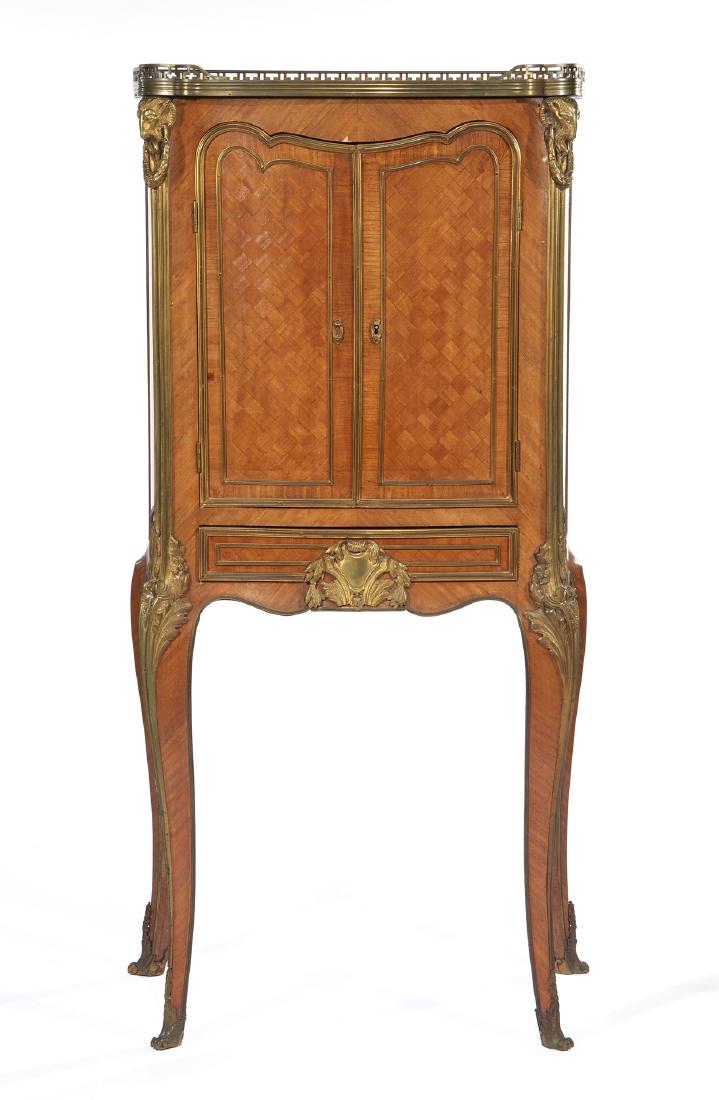 French two door bombe cabinet with marble top (1 of 4)